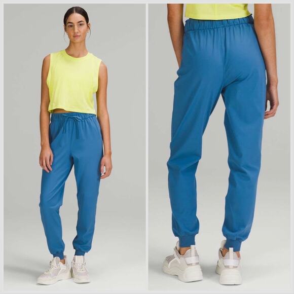Lululemon Stretch Soft Denim Blue High Rise Jogger Full Length- 10 - Picture 1 of 12